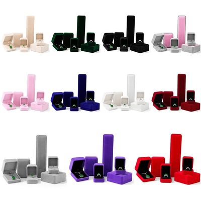 Grosir manufaktur Hign End Perhiasan Kotak kemasan Logo Custom Disesuaikan Kalung Mewah Gelang Earring Cincin Kemasan Velvet Beige Perhiasan Kotak