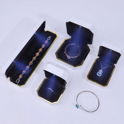 Custom Logo Cahaya Perhiasan Kotak Hadiah Untuk Gelang Gelang Pendant Velvet Kalung Cincin Bahan buatan tangan
