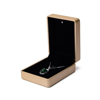 Paket Perhiasan Hanhong Gold Kulit LED Ring Box dengan Silk Screen Print dan Light