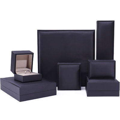 Custom Logo Nobel Sleek PU Kulit Perhiasan Kemasan Kotak Dengan Lembut Velvet Lining