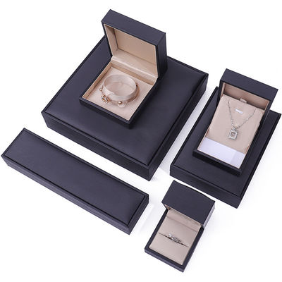 Custom Logo Nobel Sleek PU Kulit Perhiasan Kemasan Kotak Dengan Lembut Velvet Lining
