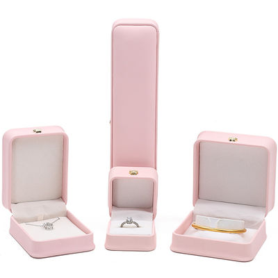 10*10*5cm Kotak Perhiasan Kulit Pink untuk Gelang Mahkota Gelang dan Cincin Logo Khusus