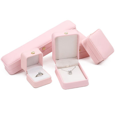 10*10*5cm Kotak Perhiasan Kulit Pink untuk Gelang Mahkota Gelang dan Cincin Logo Khusus