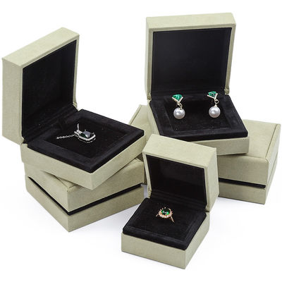 Beli OEM Grey Yellow Soft Velvet Jewelry Box Set Untuk Ear Stud Ring Pendant Packaging online manufacture