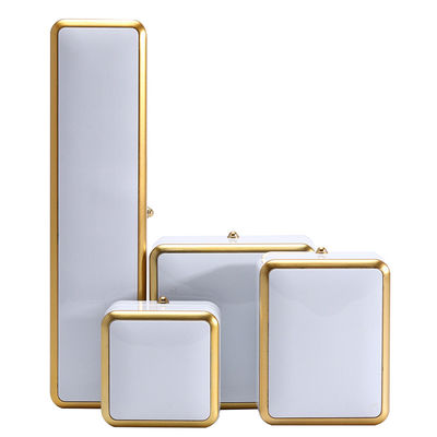 Custom Jewelry Box Packaging Gold Trim Plastic Jewelry Case Dengan Lampu LED