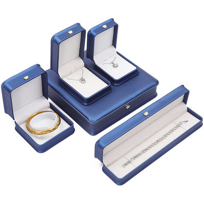 Paket Perhiasan Terbaru Kotak Perhiasan Mahkota Kulit Biru untuk Gelang Gelang Gelang