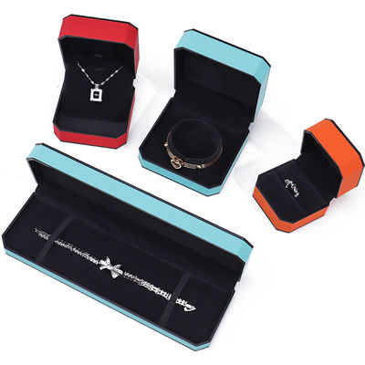 Black Border Octagonal Sleek PU Kulit Perhiasan Packaging Box untuk penyimpanan mewah