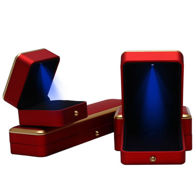 Custom Plastic Spray Dicat Square Luxury Necklace Ring Merah LED Perhiasan Kotak buatan tangan