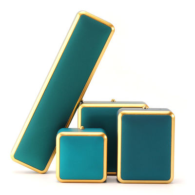 Light Green LED Plastic Velvet Jewelry Box untuk Custom di Square Luxury Gaya elegan