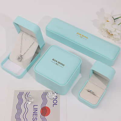 Cyan Plain Soft Touch Baju Palsu Perhiasan Kemasan Kotak Kasus Organizer Mewah