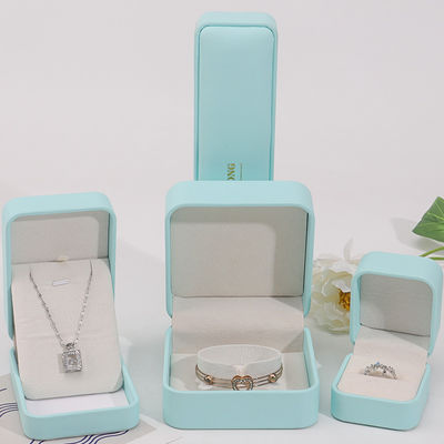 Cyan Plain Soft Touch Baju Palsu Perhiasan Kemasan Kotak Kasus Organizer Mewah