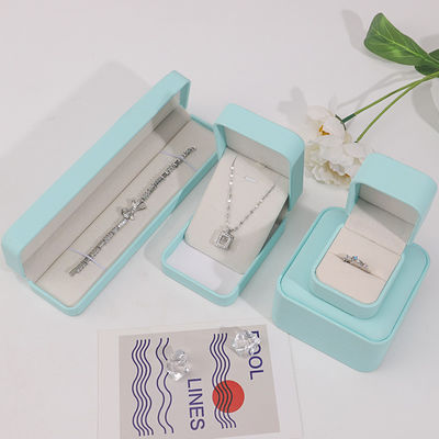 Cyan Plain Soft Touch Baju Palsu Perhiasan Kemasan Kotak Kasus Organizer Mewah