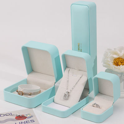 Cyan Plain Soft Touch Baju Palsu Perhiasan Kemasan Kotak Kasus Organizer Mewah