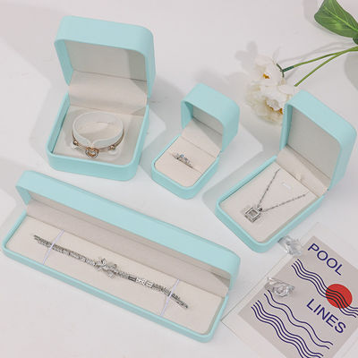 Cyan Plain Soft Touch Baju Palsu Perhiasan Kemasan Kotak Kasus Organizer Mewah