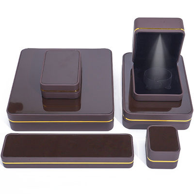 Han Hong kotak perhiasan persegi panjang dengan lampu LED dan velvet lining aksesoris mewah