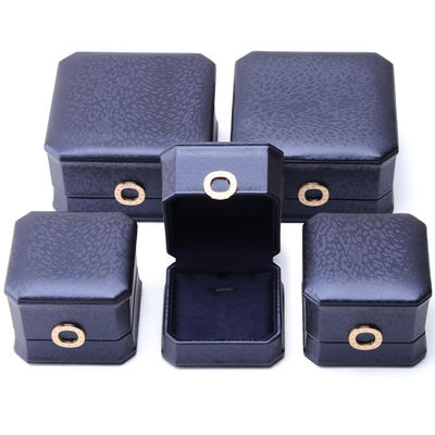 11*11*6cm Kotak Perhiasan Kulit Hanhong Square Kalung Ring Box dengan Metal Blue Luxury