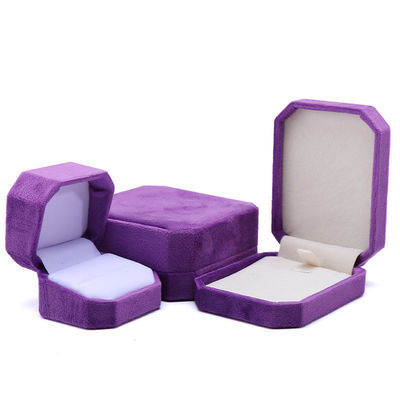 Paket Perhiasan Custom Octagonal Bentuk Ungu Flannelette Box untuk Kalung Gelang Cincin