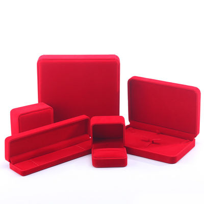 Luxury velvet Perhiasan kotak kemasan high end buatan tangan kotak perhiasan merah untuk kalung gelang anting cincin
