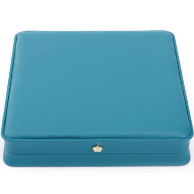 Bentuk persegi panjang Handmade Hanhong Custom Logo Box Crown Design Luxurious PU Leather Box Necklace Ring Jewelry Box