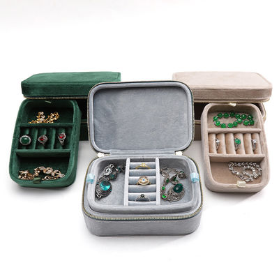 Beli Custom Logo Wedding Velvet Travel Ring Box untuk Han Hong Pasangan Kalung Perhiasan Penyimpanan online manufacture