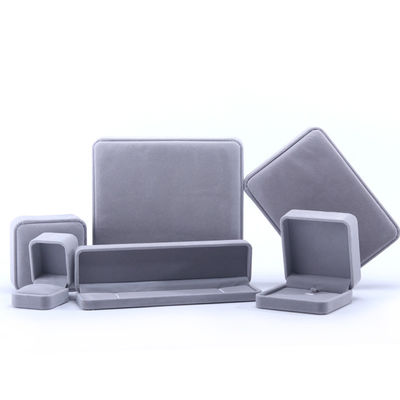 Customized Size Gray Velvet Jewelry Box untuk kalung cincin anting gelang Kemasan