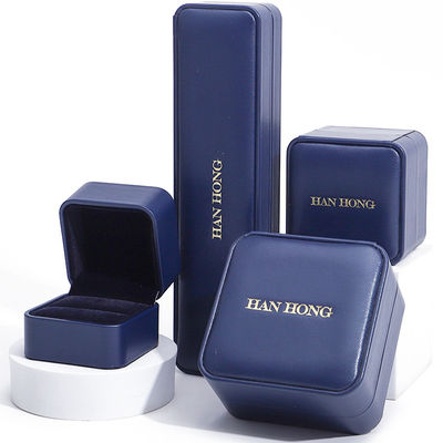 Beli Dark Blue Round Corner PU Kulit Perhiasan Set Kotak Perhiasan Kothak Kemasan OEM online manufacture