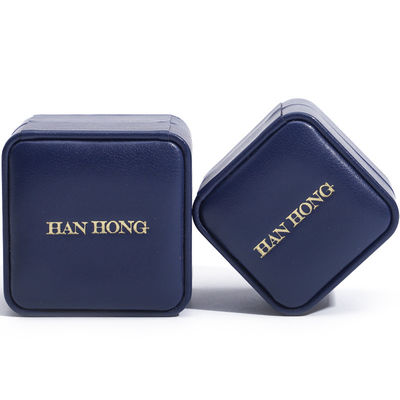 Dark Blue Round Corner PU Kulit Perhiasan Set Kotak Perhiasan Kothak Kemasan OEM