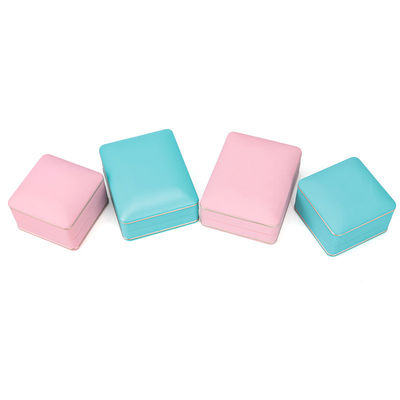 Custom Logo Silk Screen Printing Perhiasan Storage Box dengan Cahaya Hanhong Cyan Ring Box