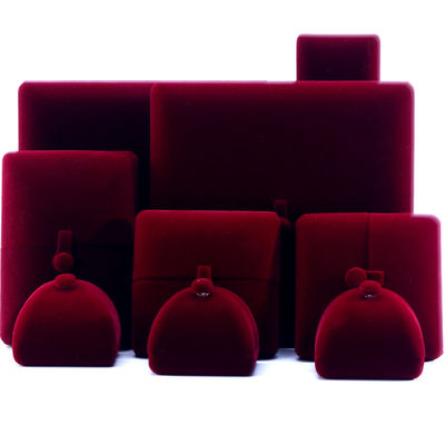 Beli Ukuran yang disesuaikan Kotak Perhiasan Red Velvet untuk gelang mewah Earrings dan kalung online manufacture