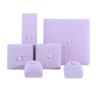 Velvet Hanhong Custom Logo Perhiasan Kemasan Kotak untuk Gelang Earrings Mewah di Pink