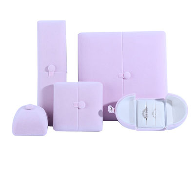 Velvet Hanhong Custom Logo Perhiasan Kemasan Kotak untuk Gelang Earrings Mewah di Pink