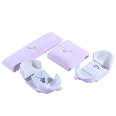 Velvet Hanhong Custom Logo Perhiasan Kemasan Kotak untuk Gelang Earrings Mewah di Pink