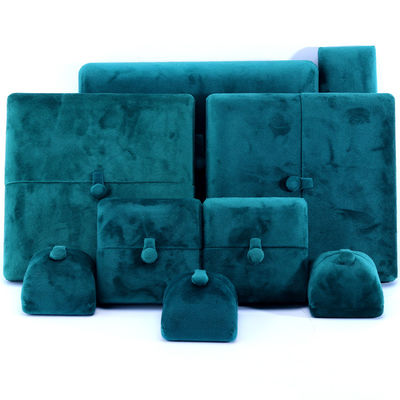 10*10*3cm Custom Logo Luxury Jewelry Box untuk Green Velvet Bracelet Earrings Packaging