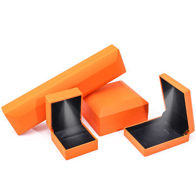 Customized Size Handmade Orange LED Ring Kotak Perhiasan untuk Logo Khusus dan Cahaya Putih