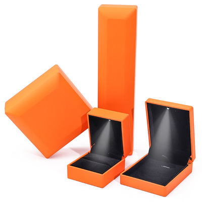 Customized Size Handmade Orange LED Ring Kotak Perhiasan untuk Logo Khusus dan Cahaya Putih