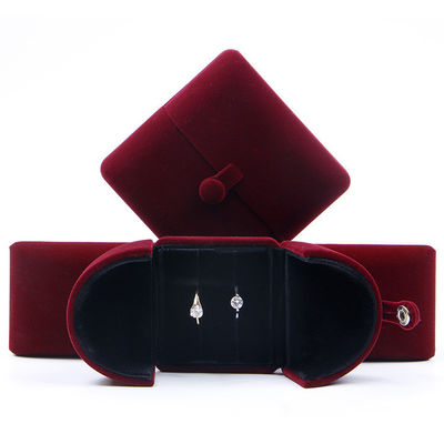 Soft Custom Logo Kalung Cincin Kotak Hadiah Kotak Perhiasan Warna Velvet oleh Hanhong