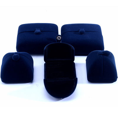 Grosir manufaktur China berkualitas tinggi mewah Set Perhiasan Besar Kalung Gelang Anting kotak cincin Kemasan perhiasan pintu ganda beludru biru kustom Kotak Perhiasan dengan logo