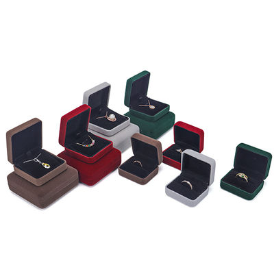 Hanhong Embossed Luxury LED Velvet Brown Jewelry Packaging Box Custom Ring Box dengan Cahaya