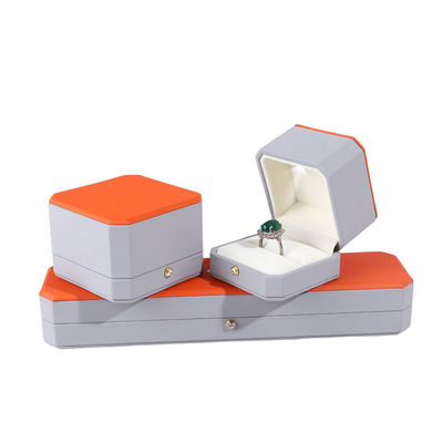 Paket Perhiasan Mewah Hanhong Custom Gray Kotak Kulit untuk Cincin dan Gelang