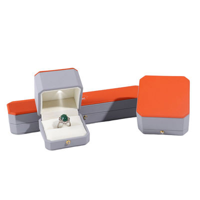 Paket Perhiasan Mewah Hanhong Custom Gray Kotak Kulit untuk Cincin dan Gelang