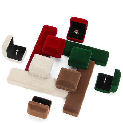 Kotak Set Perhiasan Velvet dalam Kemasan Mewah Kotak untuk Gelang Gelang Gelang di Burgundy