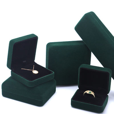 Luxury Velvet Perhiasan Set Kotak Untuk High Grade Green Packaging Gelang Kalung Cincin