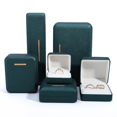 Beli Hanhong Green PU Kulit Velvet Perhiasan Kotak untuk logo yang disesuaikan dan kemasan mewah online manufacture