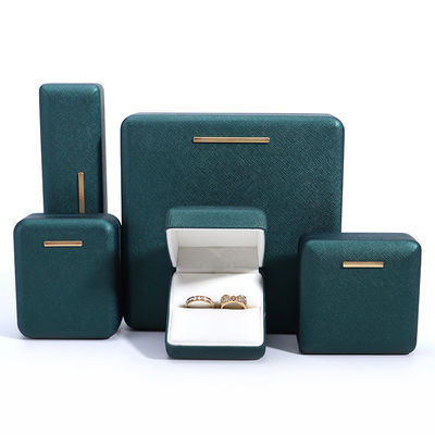 Hanhong Green PU Kulit Velvet Perhiasan Kotak untuk logo yang disesuaikan dan kemasan mewah