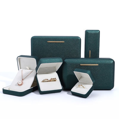 Hanhong Green PU Kulit Velvet Perhiasan Kotak untuk logo yang disesuaikan dan kemasan mewah