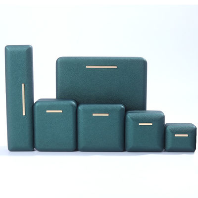 Hanhong Green PU Kulit Velvet Perhiasan Kotak untuk logo yang disesuaikan dan kemasan mewah