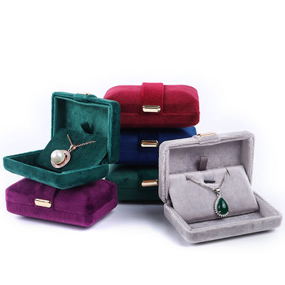 Velvet Hanhong Custom Logo Luxury Green Jewelry Box untuk Earrings Gelang Kalung Cincin