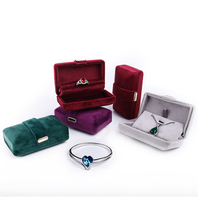 Velvet Hanhong Custom Logo Luxury Green Jewelry Box untuk Earrings Gelang Kalung Cincin