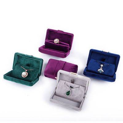 Custom Logo Luxury Purple Velvet Perhiasan Kotak untuk Earrings Gelang Kalung Ring