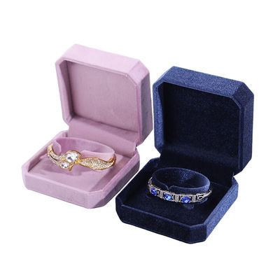 Custom Logo Velvet Perhiasan Box untuk Hanhong Pink Kalung Gelang Ring Kemasan